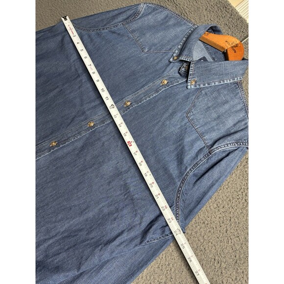 Vintage GAP Denim Shirt Mens Medium Blue Jean Long Sleeve Button Up Western Yoke - Picture 13 of 13